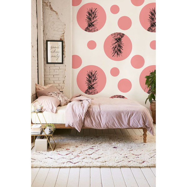 Wallpaper Pink Pineapple Polka Dots