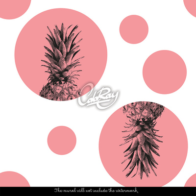 Wallpaper Pink Pineapple Polka Dots