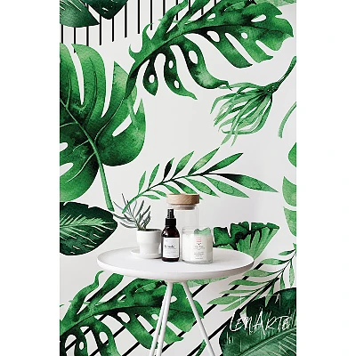 Wallpaper Monstera Full Of Stripes