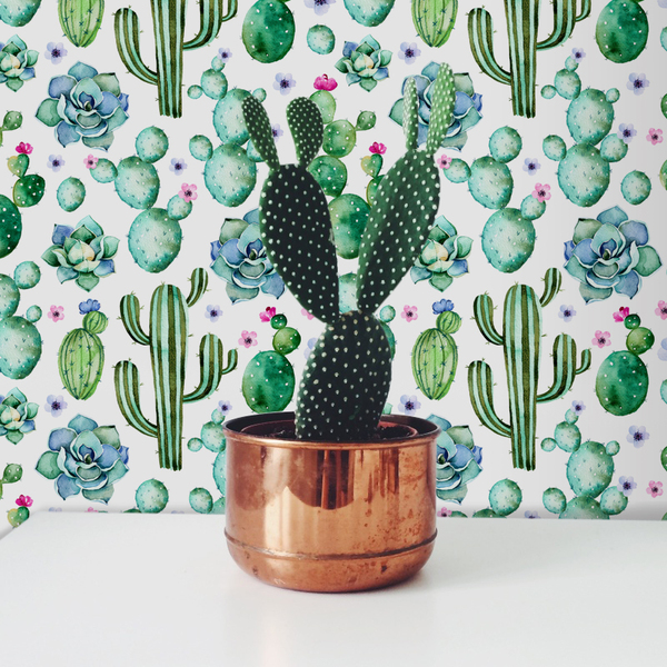 Wallpaper Charming Watercolor Cactus