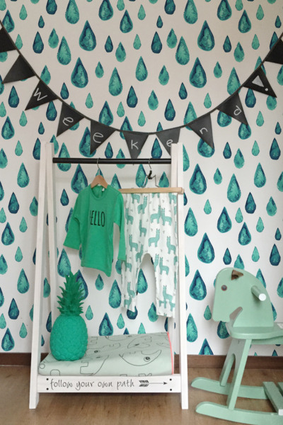 Wallpaper Turquoise Raindrops