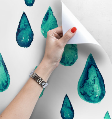 Wallpaper Turquoise Raindrops