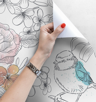 Wallpaper Flowerbed Sparrow