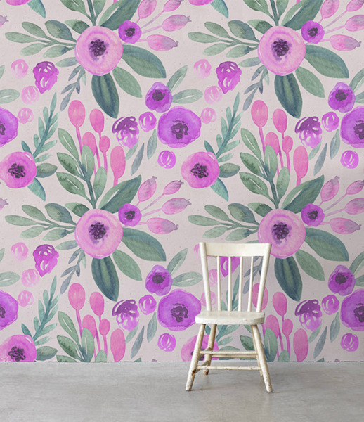 Wallpaper Watercolor Vintage Flowers