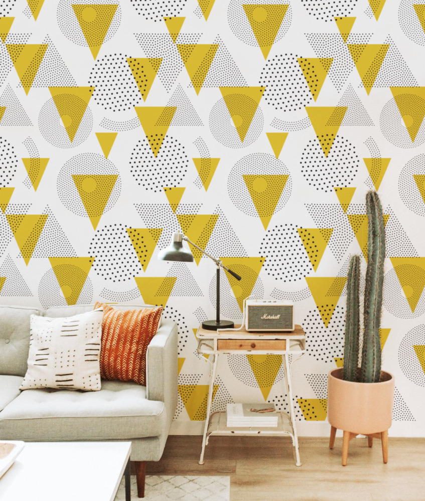 Mustard Geomtric Removable Wallpaper Geometric Pattern 