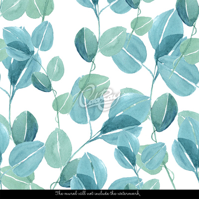 Wallpaper Watercolor Eucalyptus Leaves