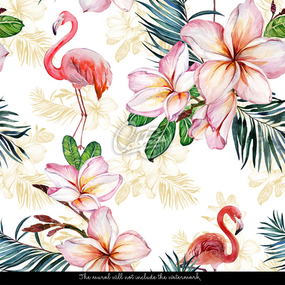 Wallpaper Tropical Flamingo Island