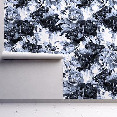 Wallpaper Blue Peonies