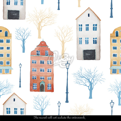 Wallpaper Colorful Tenement Houses With A Lantern