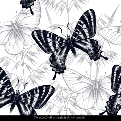 Wallpaper Elegant Black Butterflies