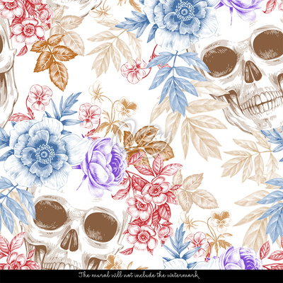 Wallpaper Skulls And Flowers