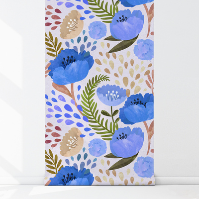 Wallpaper Blue Poppies