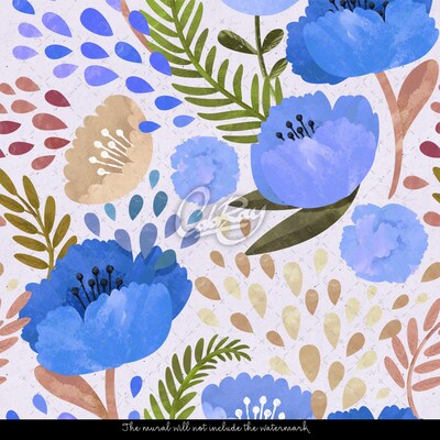 Wallpaper Blue Poppies