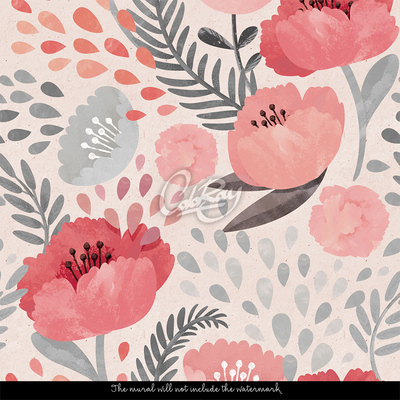 Wallpaper Pastel Poppy Meadow