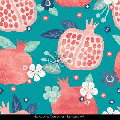 Wallpaper Paint-Painted Pomegrantes