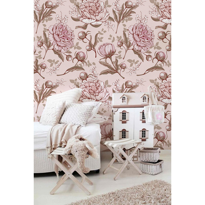 Wallpaper Pink Powder Peonies