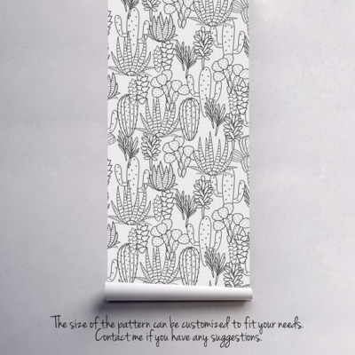 Wallpaper Handdrawn Cactus