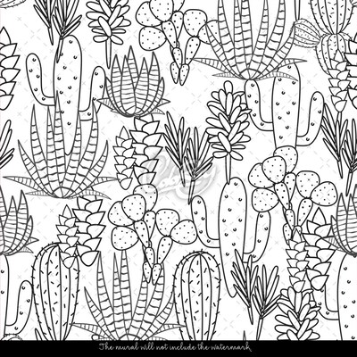 Wallpaper Handdrawn Cactus