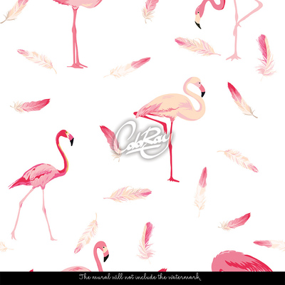 Wallpaper Flamingos And Feathers