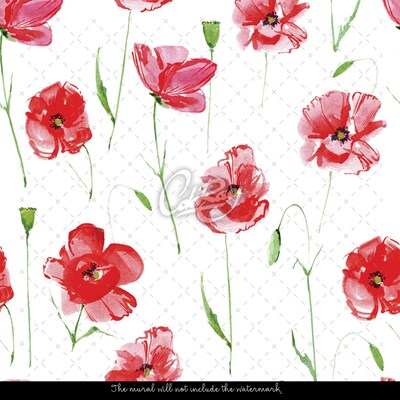 Wallpaper Painted Poppies