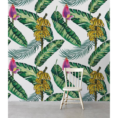 Wallpaper Blooming Flowers and Banana Fruits