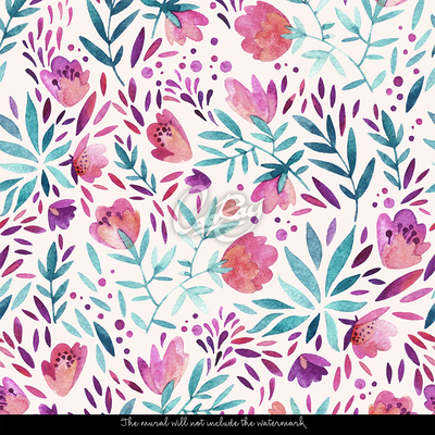 Wallpaper Vintage Purple Flowers