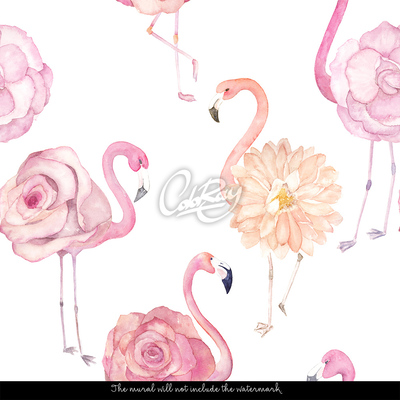 Wallpaper Flamingo Roses