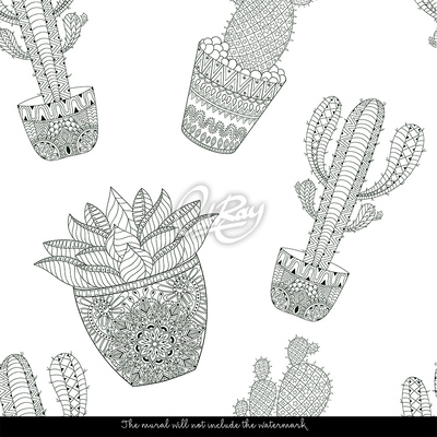 Wallpaper Mexican Painted Cacti