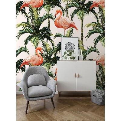 Wallpaper Exotic Flamingos In The Tropics