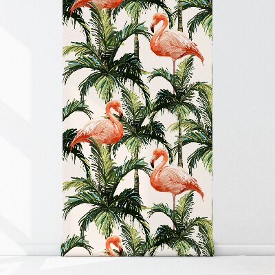 Exotic Flamingos In The Tropics Wallpaper, wall mural - ColorayDecor.com