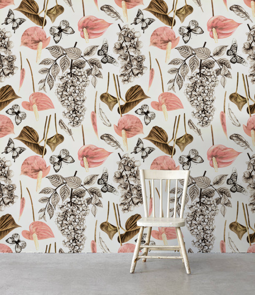 Wallpaper Spring Flowers with Butterfly