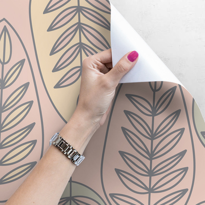 Wallpaper Sketched Pastel Leaves