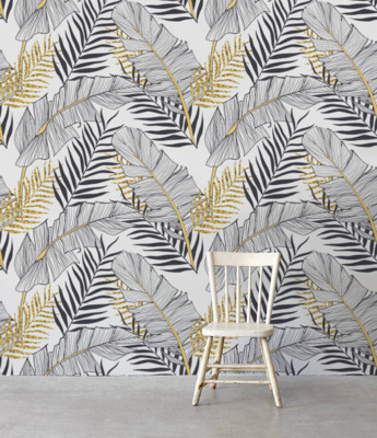 Wallpaper Tropical Gold Leaves