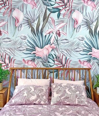 Wallpaper Tropical Pastel Flowers