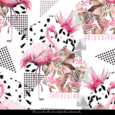 Wallpaper Abstract Flamingos