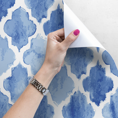 Wallpaper Blue Moroccan Clover