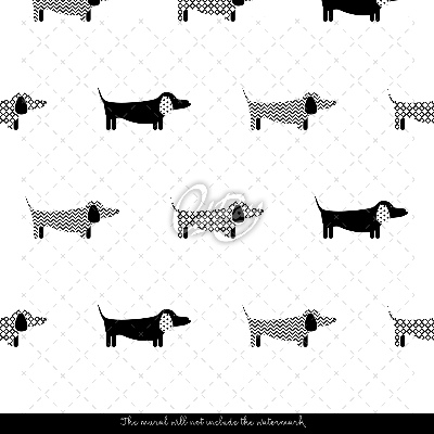 Wallpaper Dachshunds In Retro Style