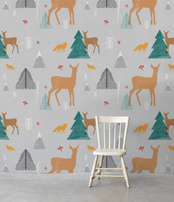 Wallpaper Deer and Trees