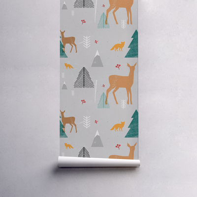 Wallpaper Deer and Trees