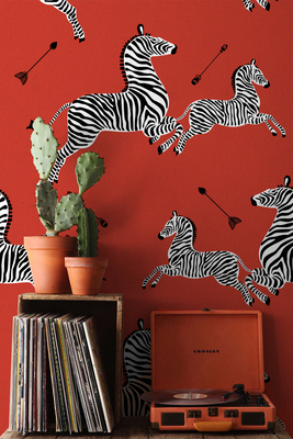 Wallpaper Red Flying Zebras