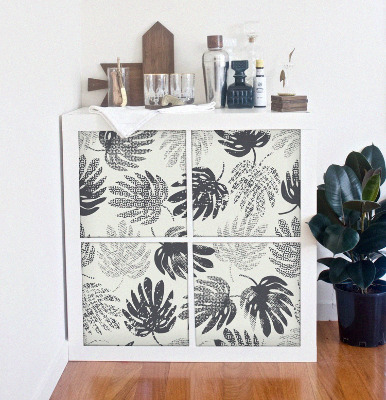 Ikea Kallax Decals Gray Monstera Leaves