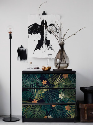 Ikea Malm Decals Dark Tropical Leaves