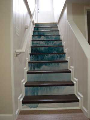 Stair decals Dark Ocean Blue Drip