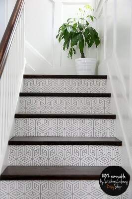 Stair decals Op Art Cube