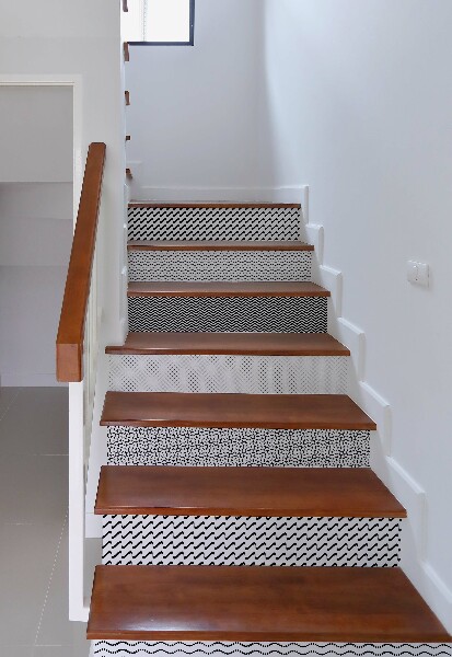 Stair decals Black and White Zig-Zag