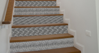 Stair decals Modern Black and White Stripes