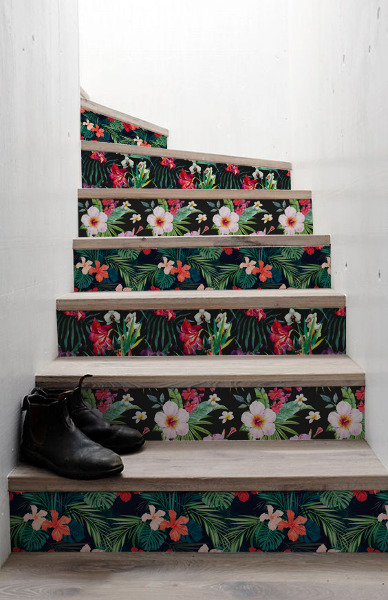 Stair decals Tropical Flowers