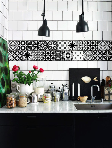 Tile decals Black and White Morocco