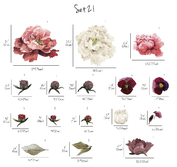 Wall decals Vintage Peonies