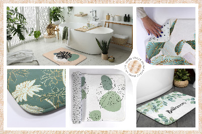 Non slip bath mat Plant leaves